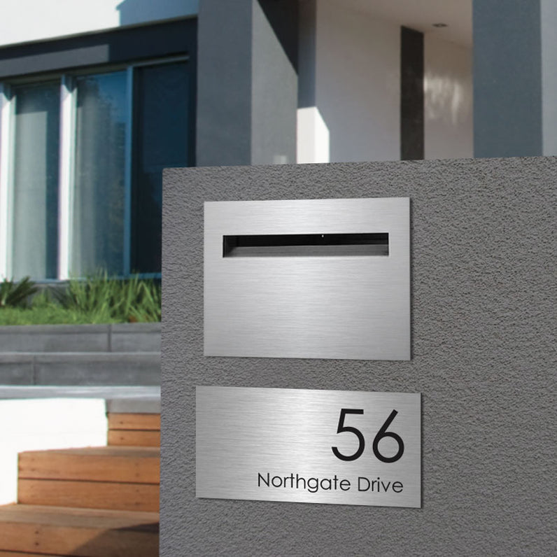 Stainless Steel Custom House Sign Large - Black Laser Etched