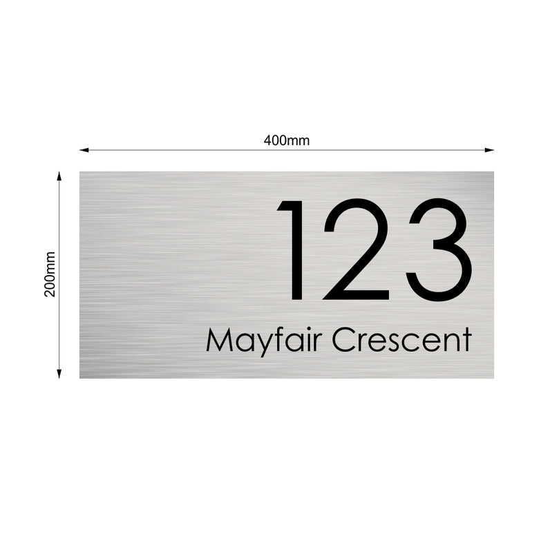 Stainless Steel Custom House Sign Large - Black Decal