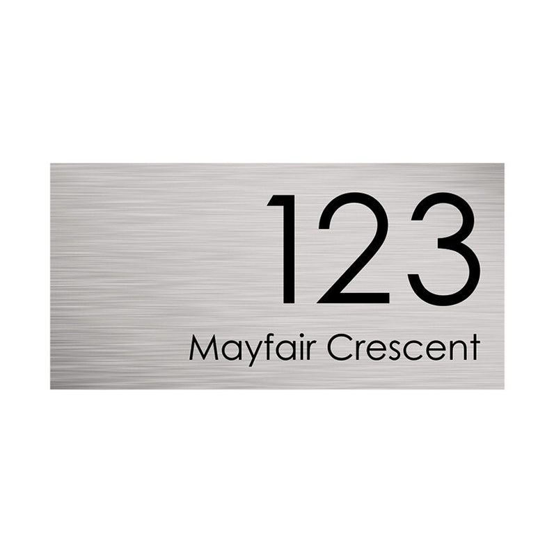 Stainless Steel Custom House Sign Large - Black Decal