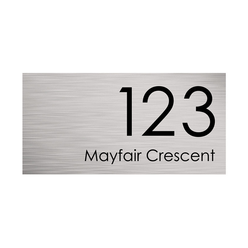 Stainless Steel Custom House Sign Large - Black Laser Etched