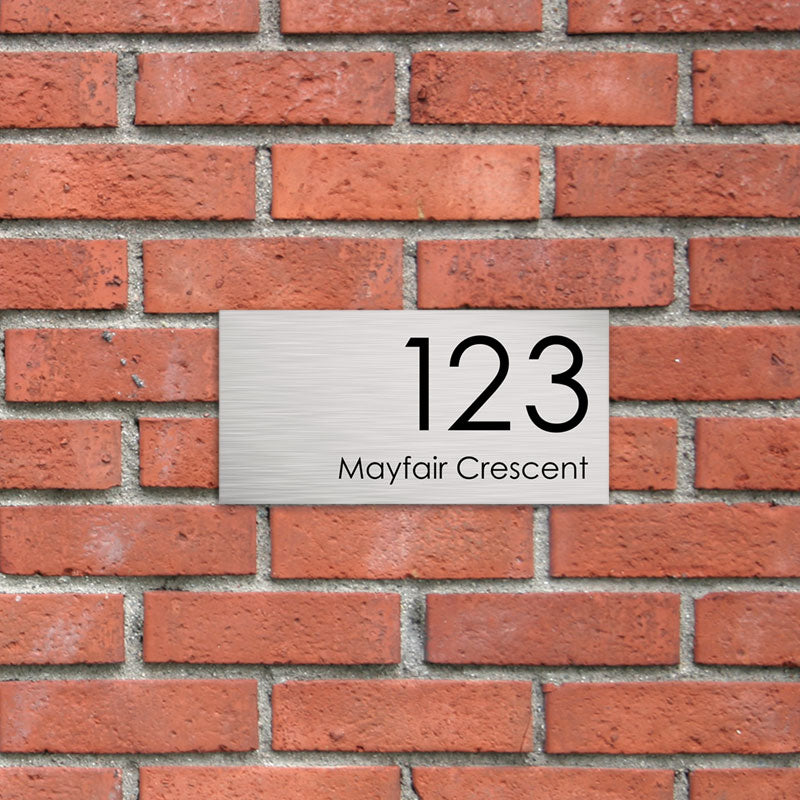 Stainless Steel Custom House Sign Medium - Black Decal