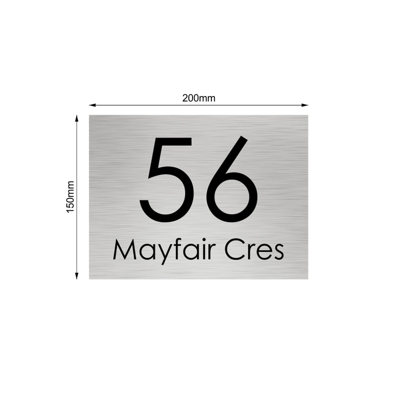 Stainless Steel Custom House Sign Small - Black Laser Etched