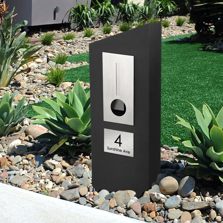 Stainless Steel Custom House Sign Small - Black Decal