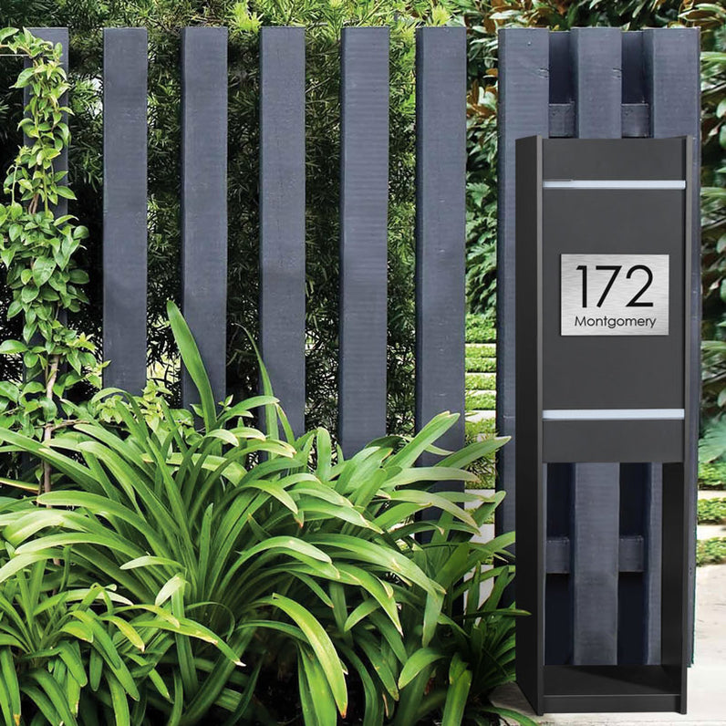 Stainless Steel Custom House Sign Small - Black Decal