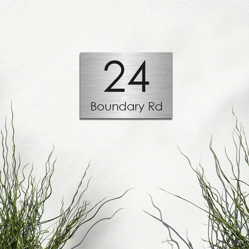 Stainless Steel Custom House Sign Small - Black Laser Etched