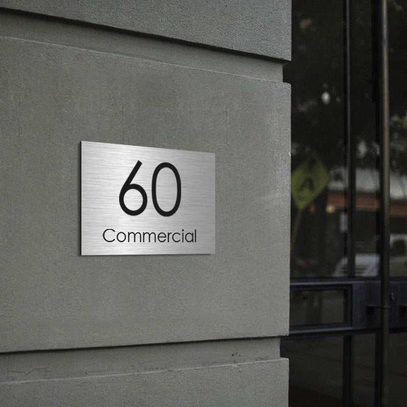 Stainless Steel Custom House Sign Small - Black Laser Etched