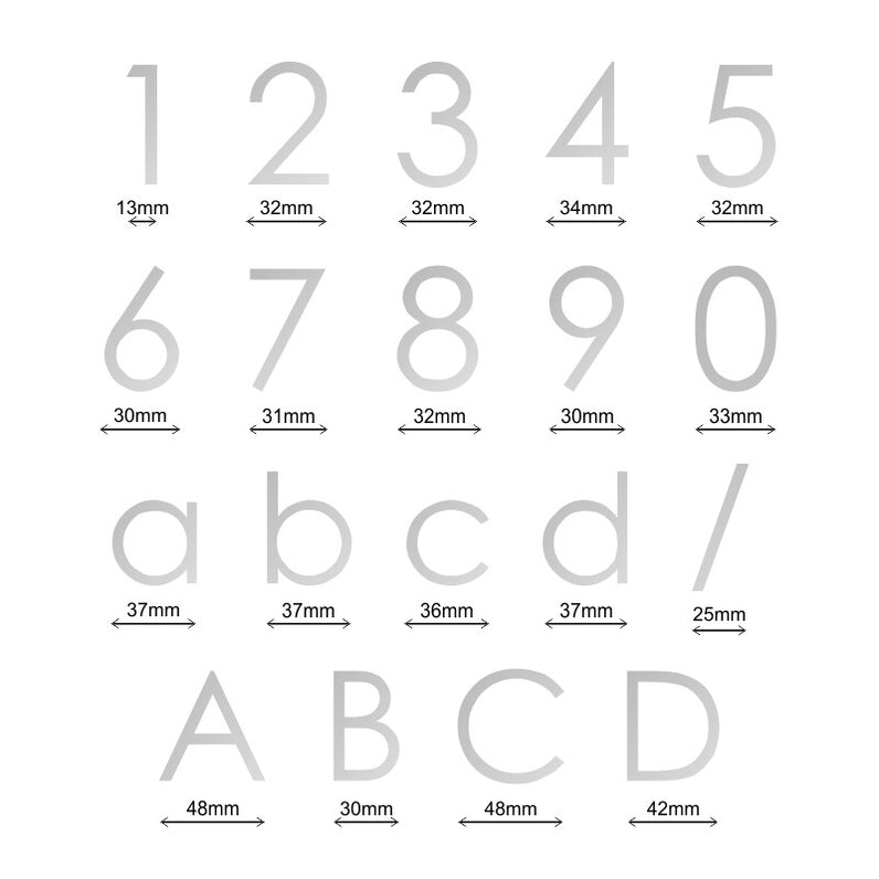Decal Sticker House Numbers 50mm - Silver