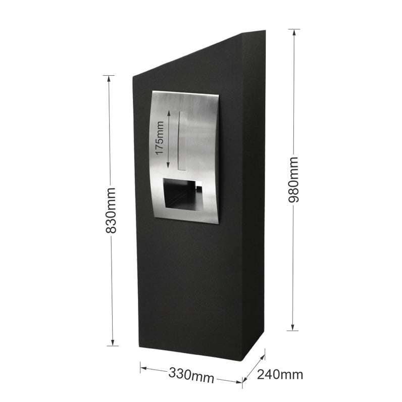 Monaco Pillar Letterbox - Black