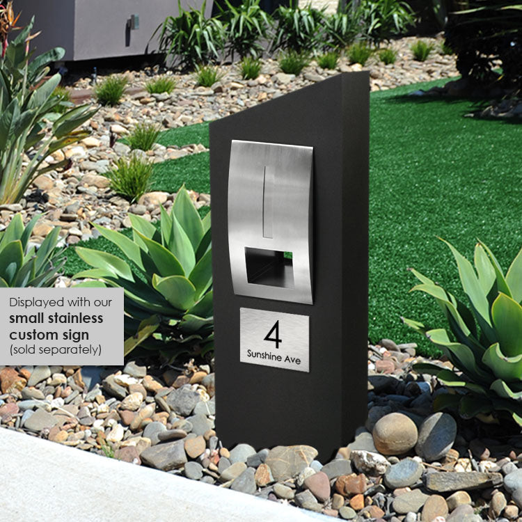 Monaco Pillar Letterbox - Black