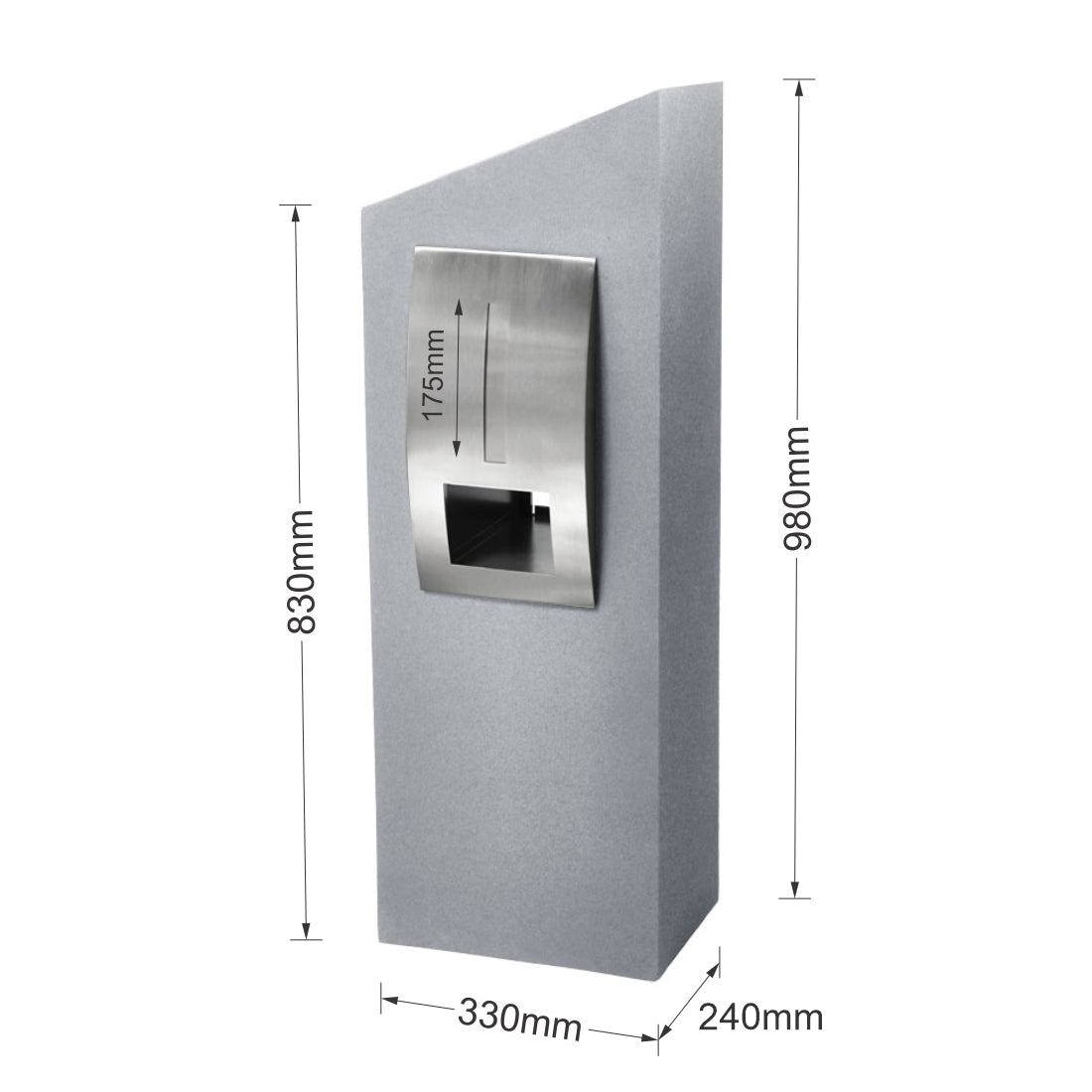 Monaco Pillar Letterbox - Light Grey