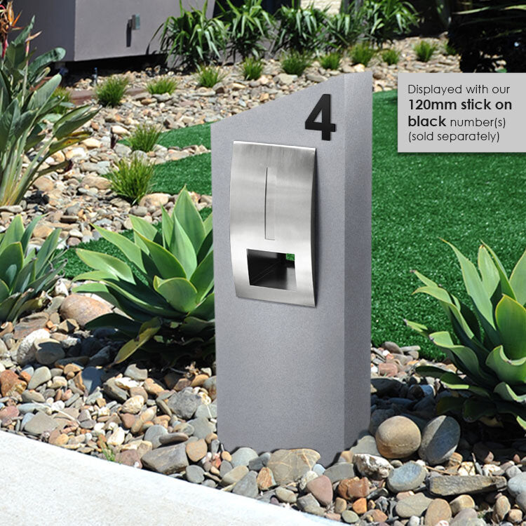 Monaco Pillar Letterbox - Light Grey
