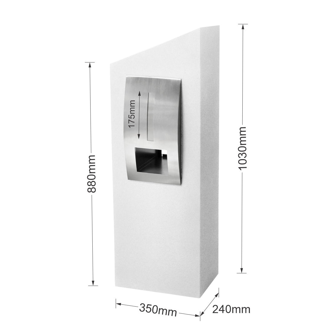 Monaco Pillar Letterbox - White