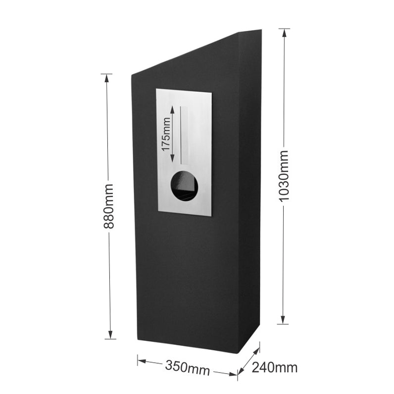 Barcelona Pillar Letterbox - Black