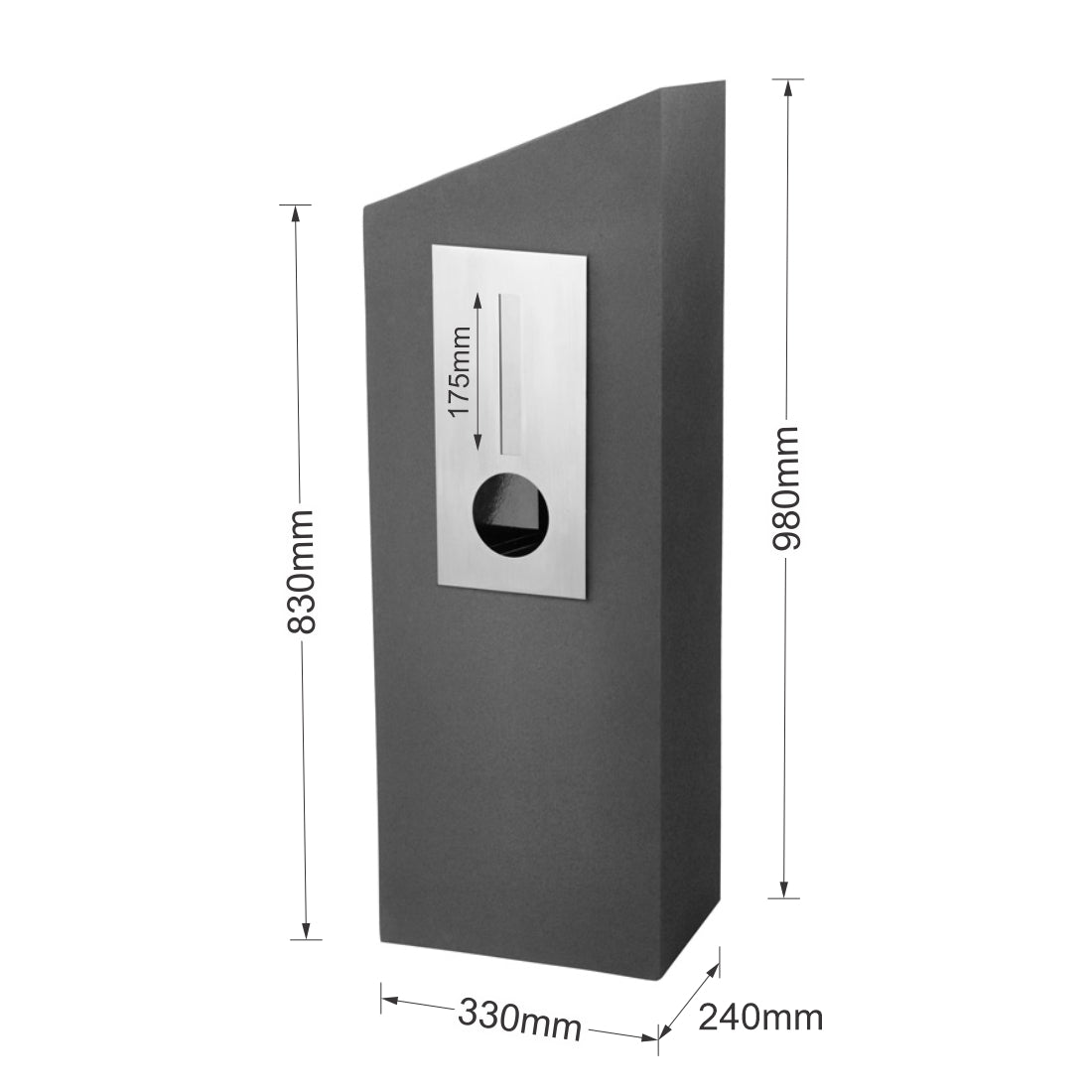 Barcelona Pillar Letterbox - Grey