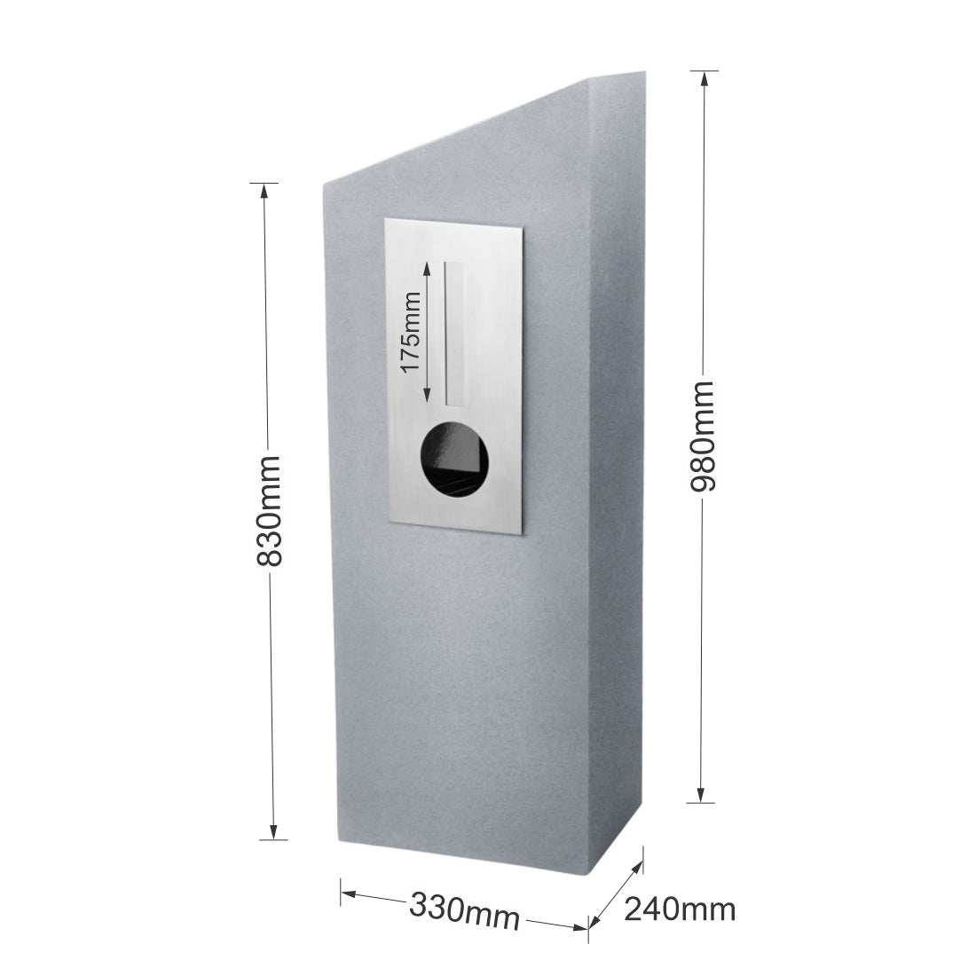 Barcelona Pillar Letterbox - Light Grey