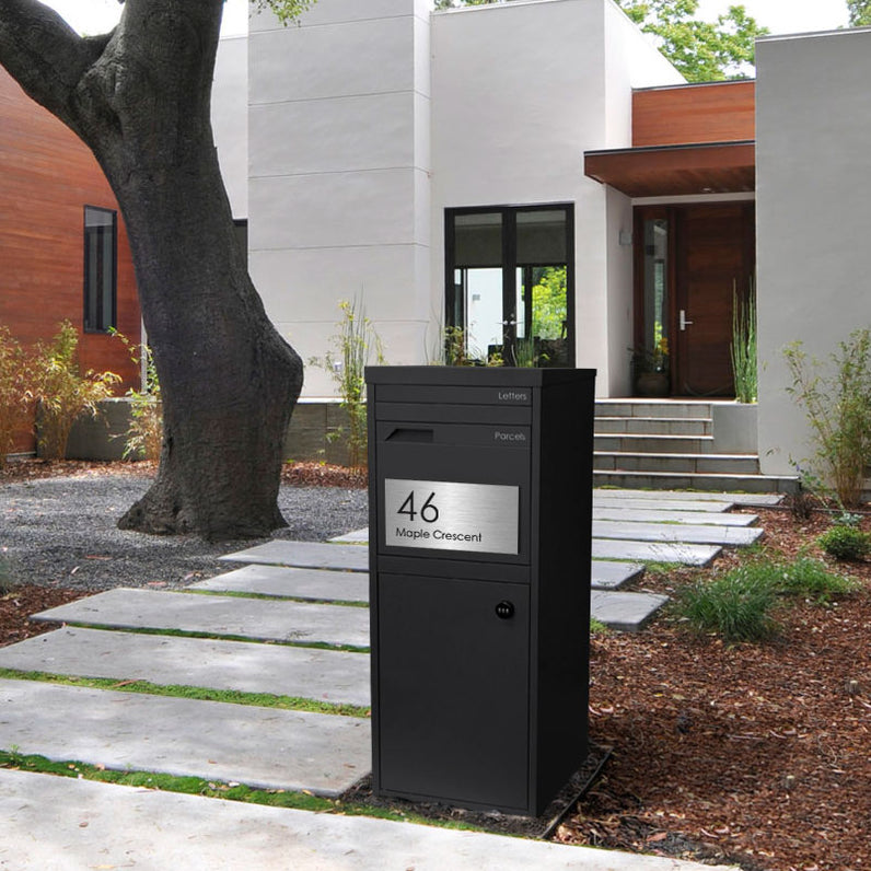 Stainless Steel Custom House Sign Medium - Black Laser Etched