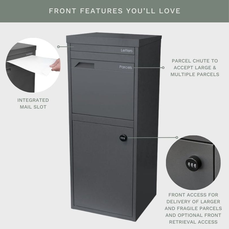 Parcel Pal 2 Pillar Letterbox - Charcoal