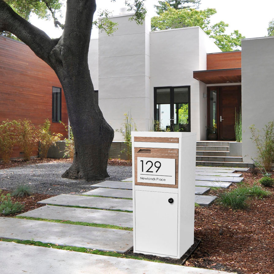 White Custom House Sign Wide - Black Decal