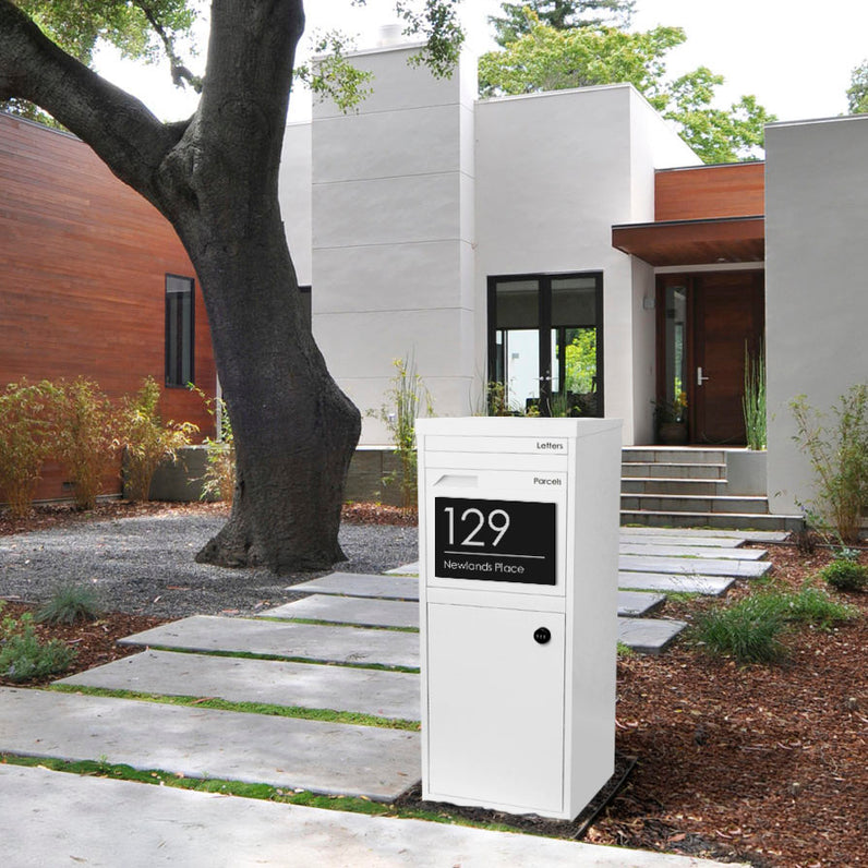 Black Custom House Sign Wide - White Decal