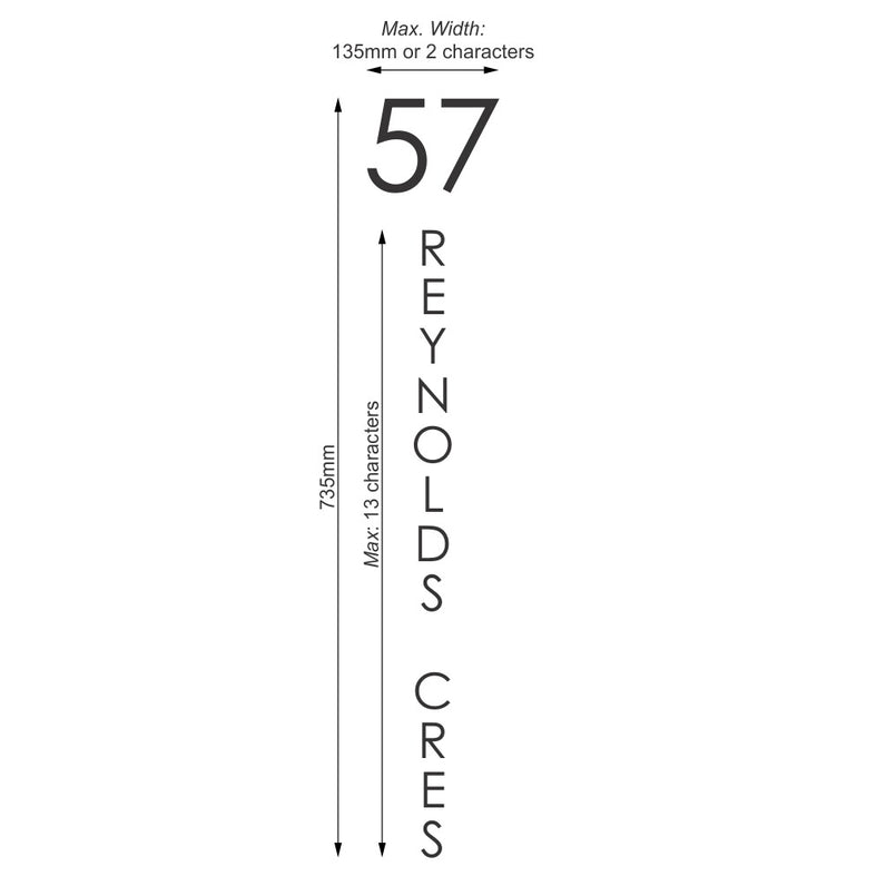 Custom Address Decal Sticker - Vertical Large