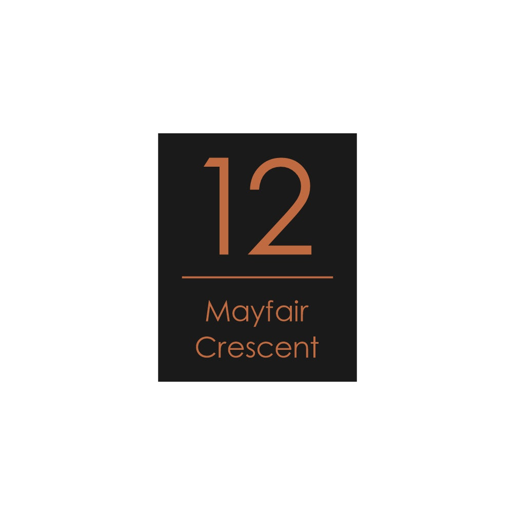 Black Custom House Sign Narrow - Copper Decal