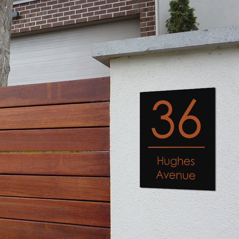 Black Custom House Sign Narrow - Copper Decal