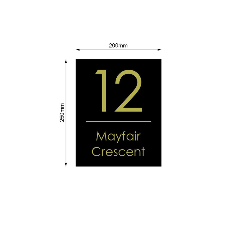 Black Custom House Sign Narrow - Gold Decal