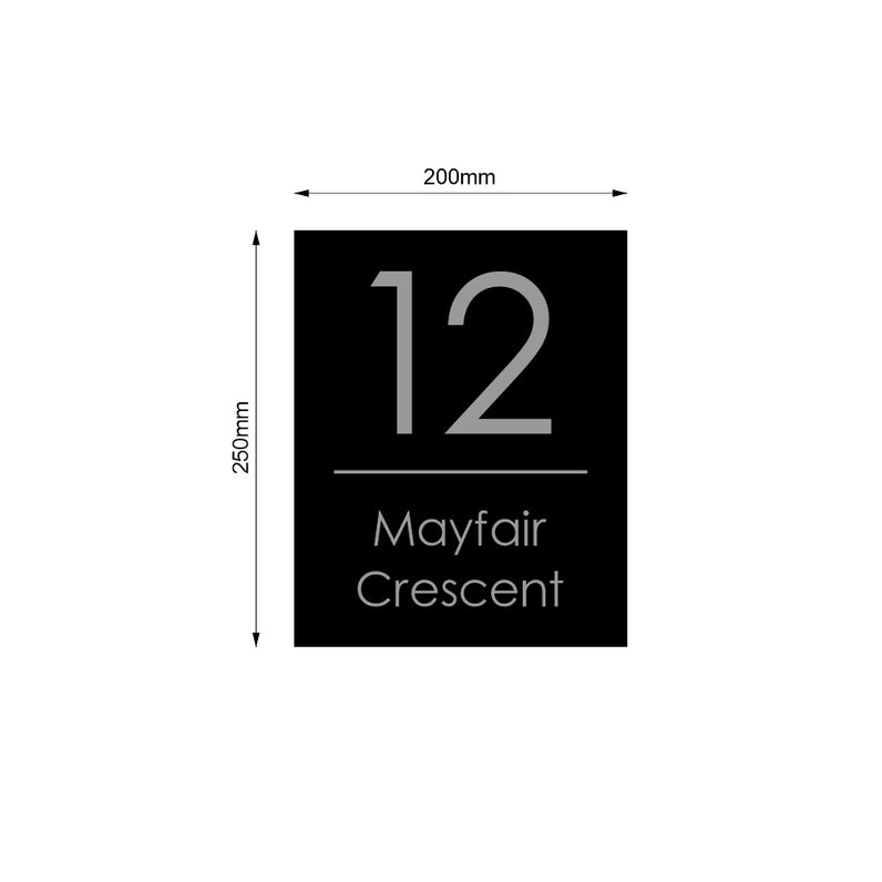 Black Custom House Sign Narrow - Silver Decal
