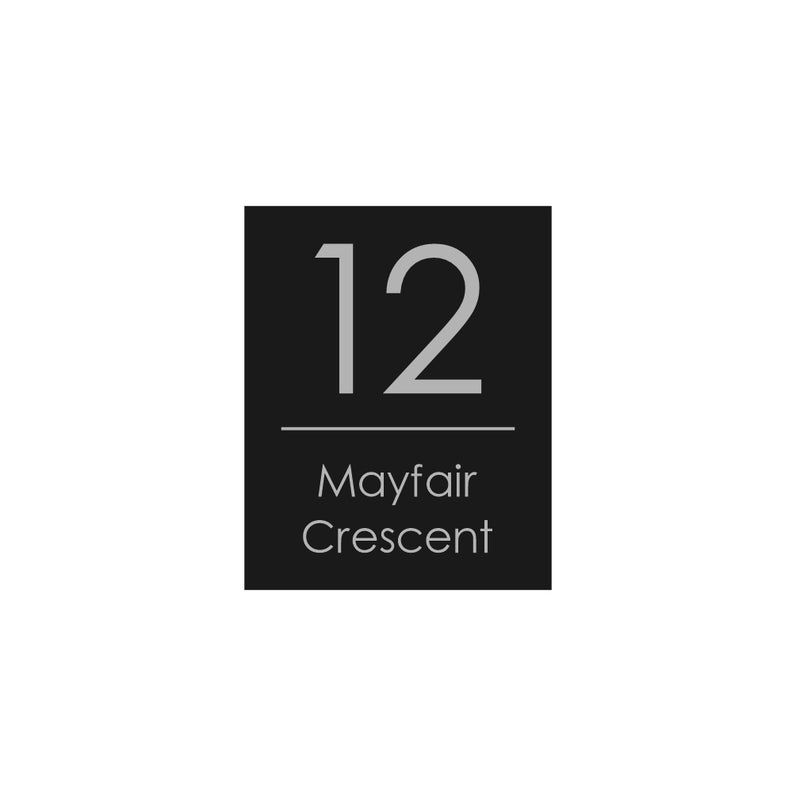 Black Custom House Sign Narrow - Silver Decal