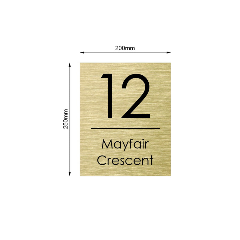 Gold Custom House Sign Narrow - Black Decal