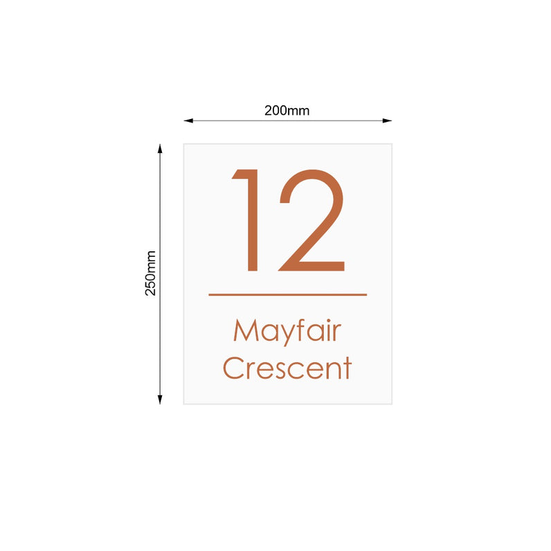 White Custom House Sign Narrow - Copper Decal