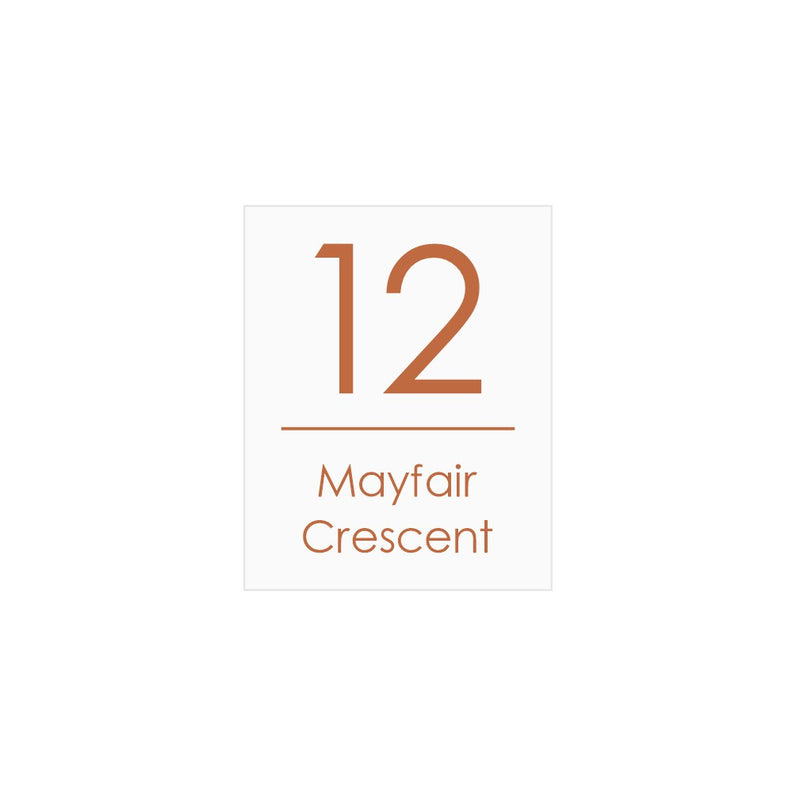 White Custom House Sign Narrow - Copper Decal