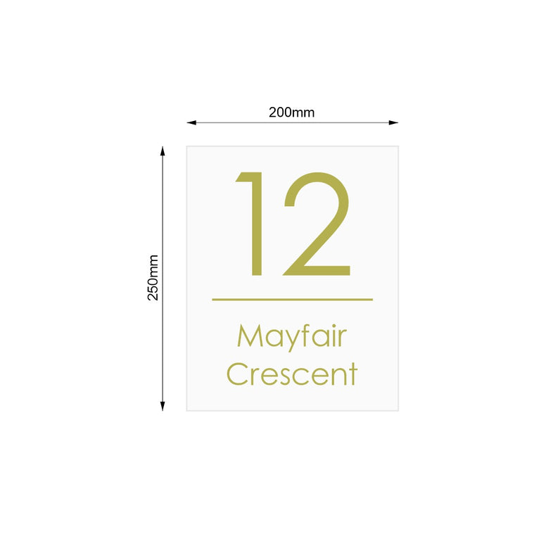 White Custom House Sign Narrow - Gold Decal