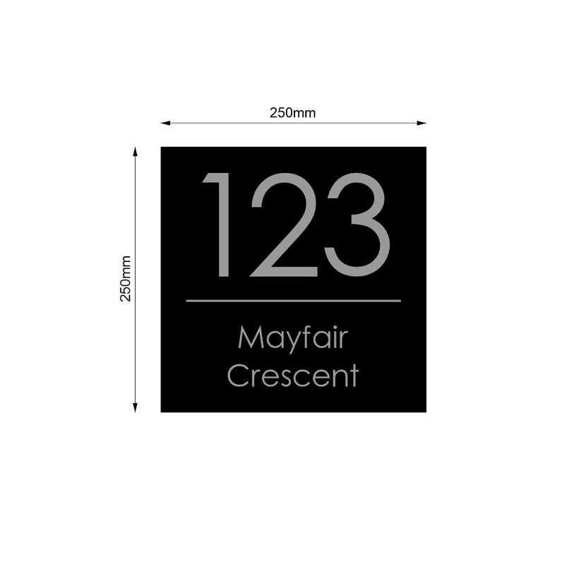 Black Custom House Sign Square - Silver Decal