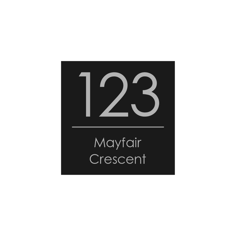 Black Custom House Sign Square - Silver Decal