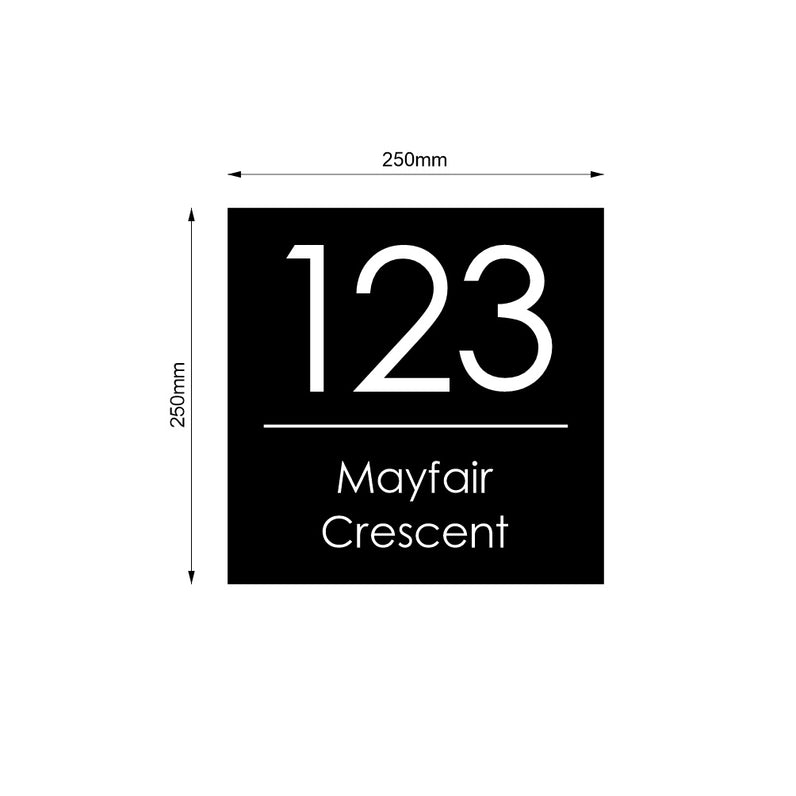 Black Custom House Sign Square - White Decal