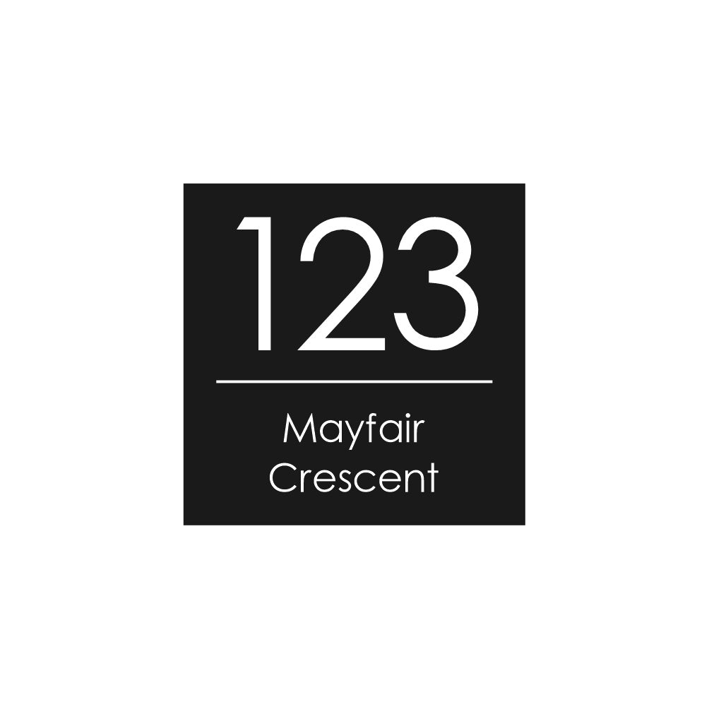 Black Custom House Sign Square - White Decal