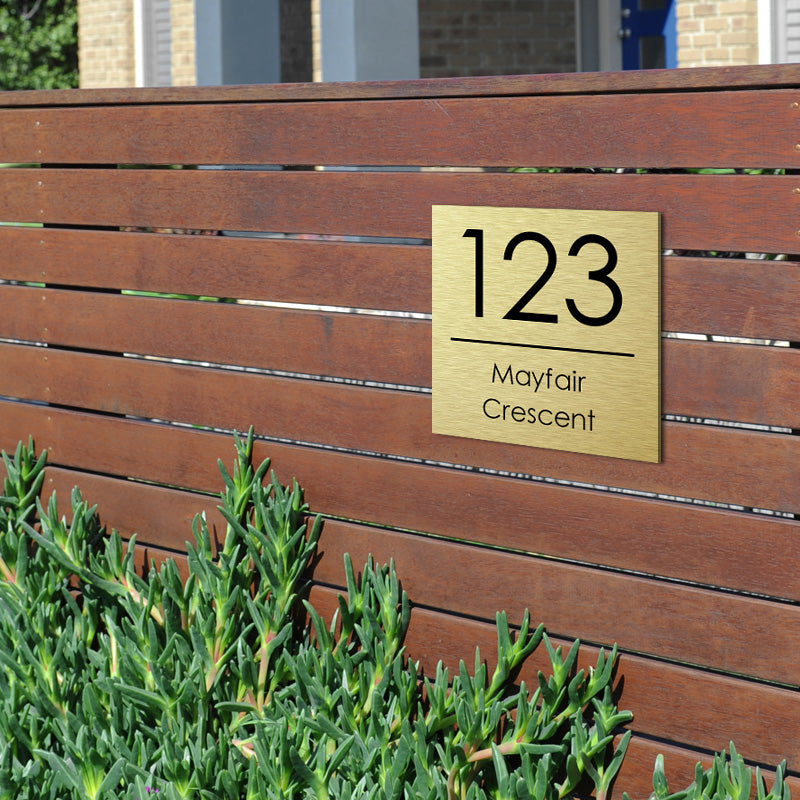 Gold Custom House Sign Square - Black Decal