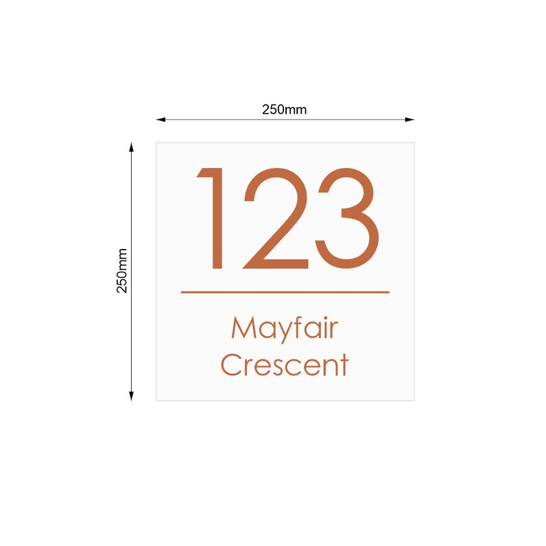 White Custom House Sign Square - Copper Decal