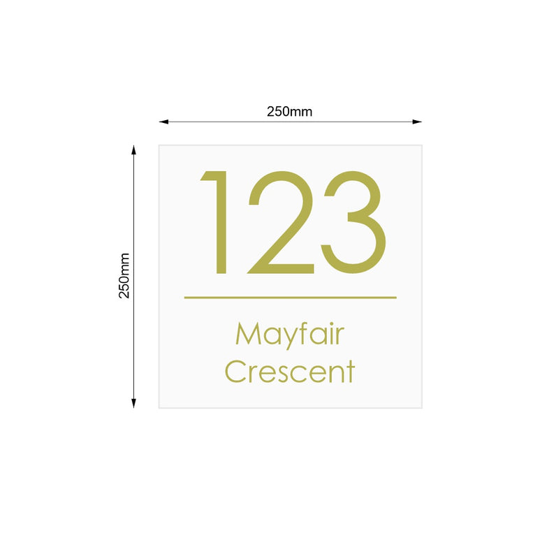 White Custom House Sign Square - Gold Decal