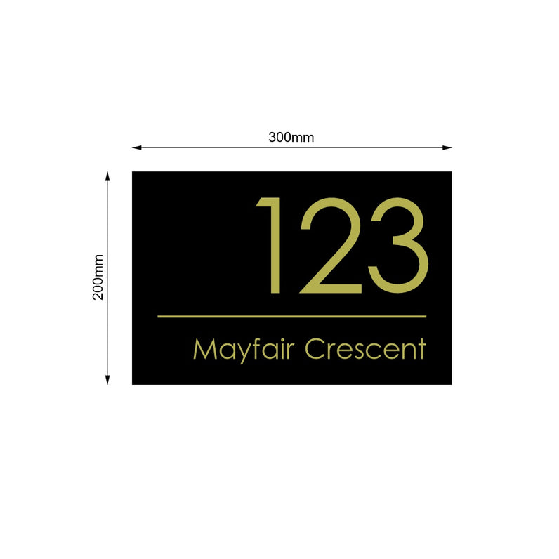 Black Custom House Sign Wide - Gold Decal