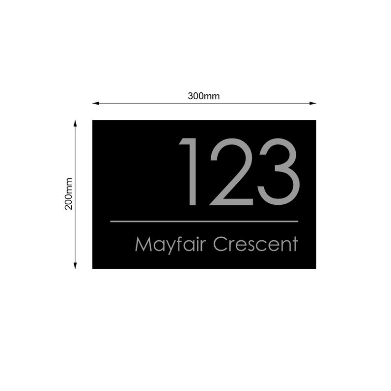 Black Custom House Sign Wide - Silver Decal