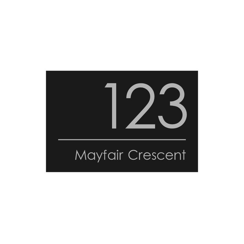 Black Custom House Sign Wide - Silver Decal