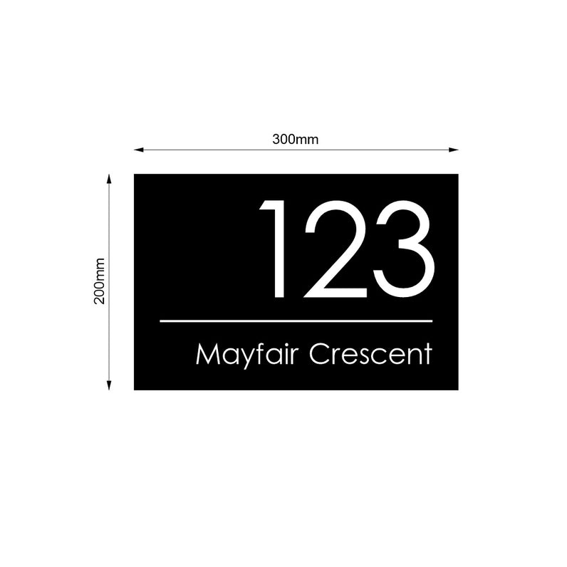 Black Custom House Sign Wide - White Decal