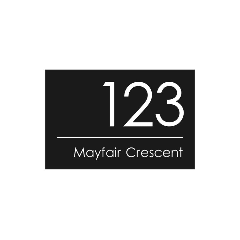 Black Custom House Sign Wide - White Decal