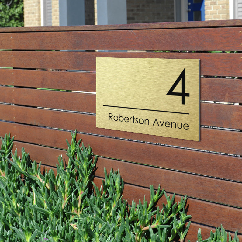 Gold Custom House Sign Wide - Black Decal