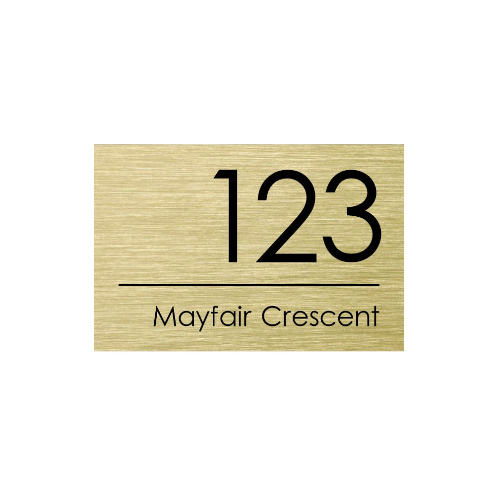 Gold Custom House Sign Wide - Black Decal