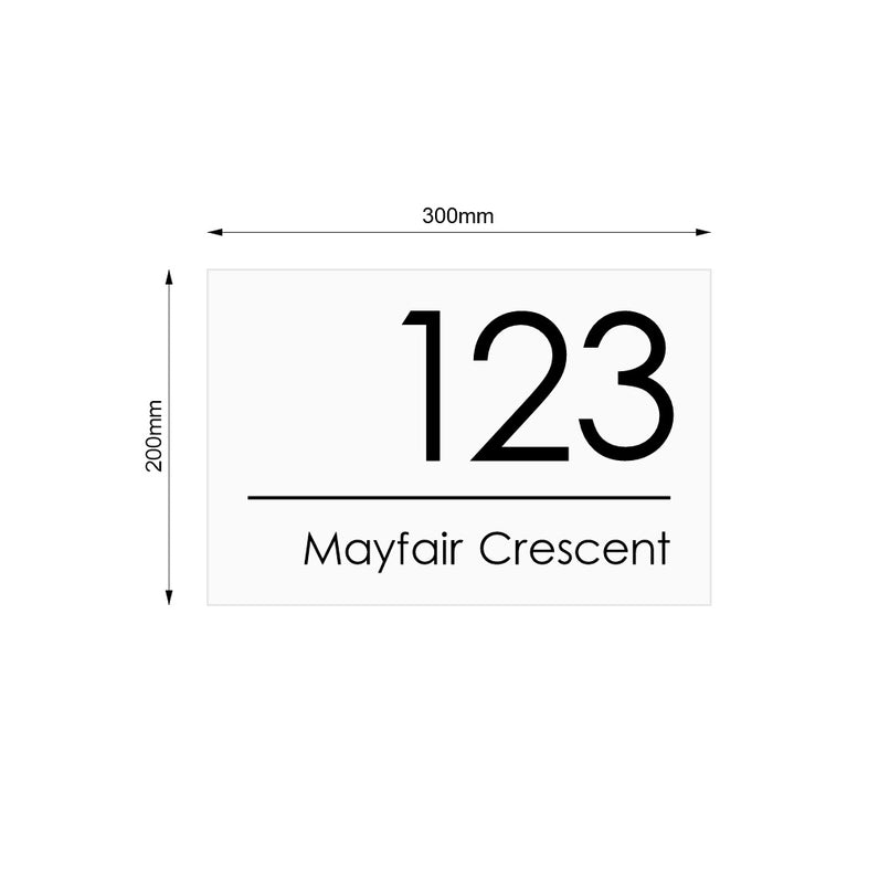 White Custom House Sign Wide - Black Decal