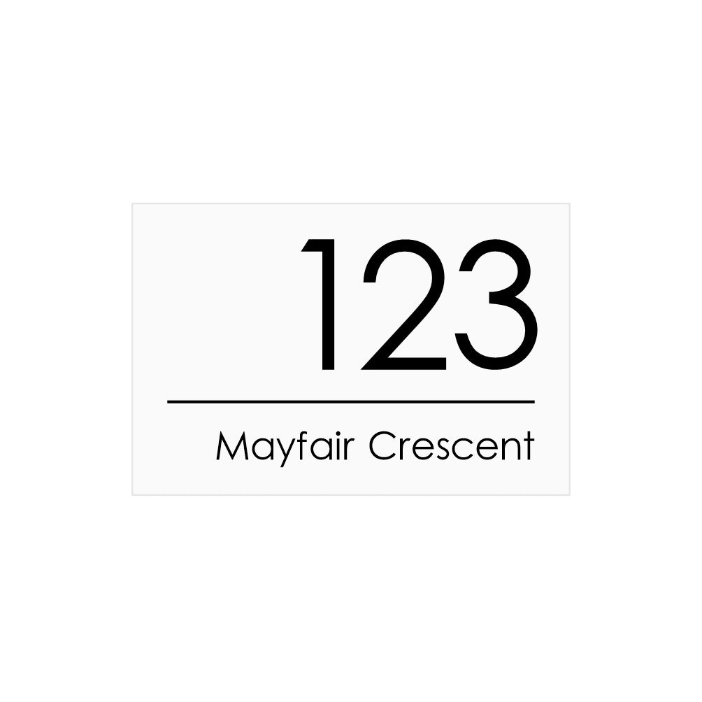 White Custom House Sign Wide - Black Decal