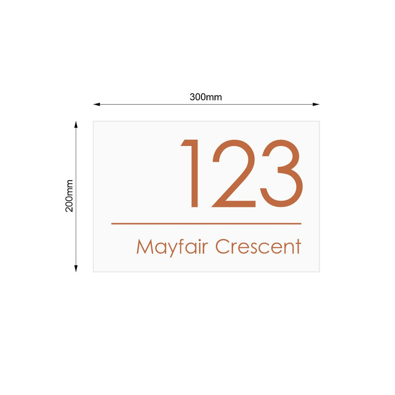 White Custom House Sign Wide - Copper Decal